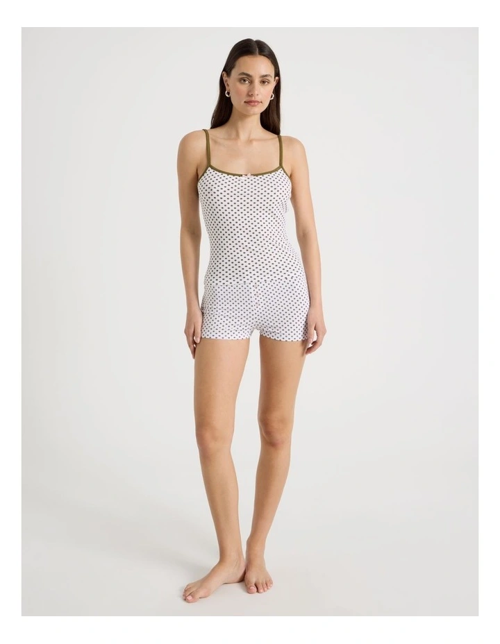 Contrast Rib Cami in Deep Olive Micro Spot image 2