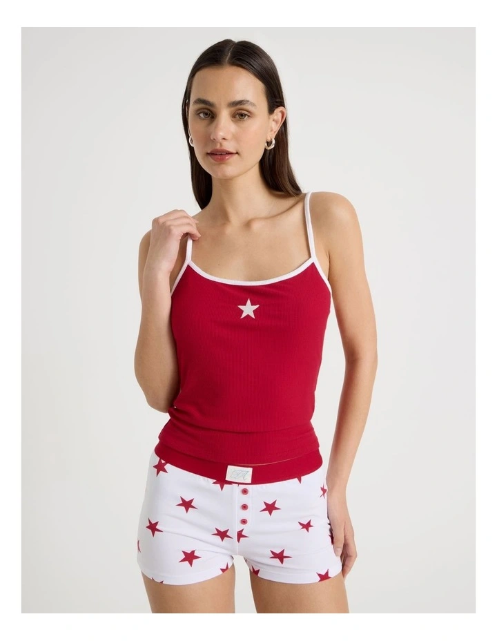 Soft Days Contrast Rib Cami in Red Star image 1