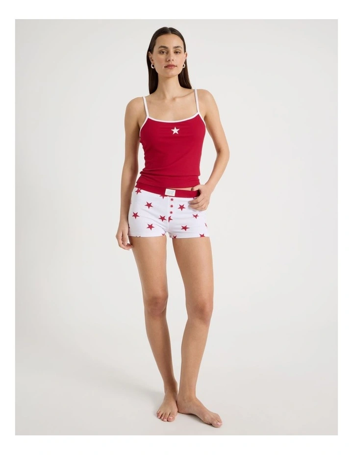 Soft Days Contrast Rib Cami in Red Star image 2