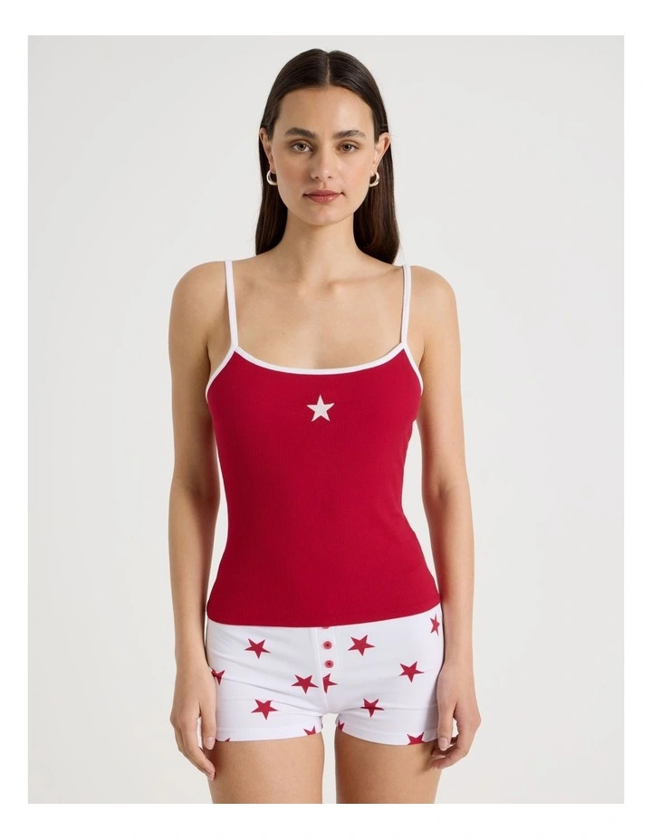Soft Days Contrast Rib Cami in Red Star image 3
