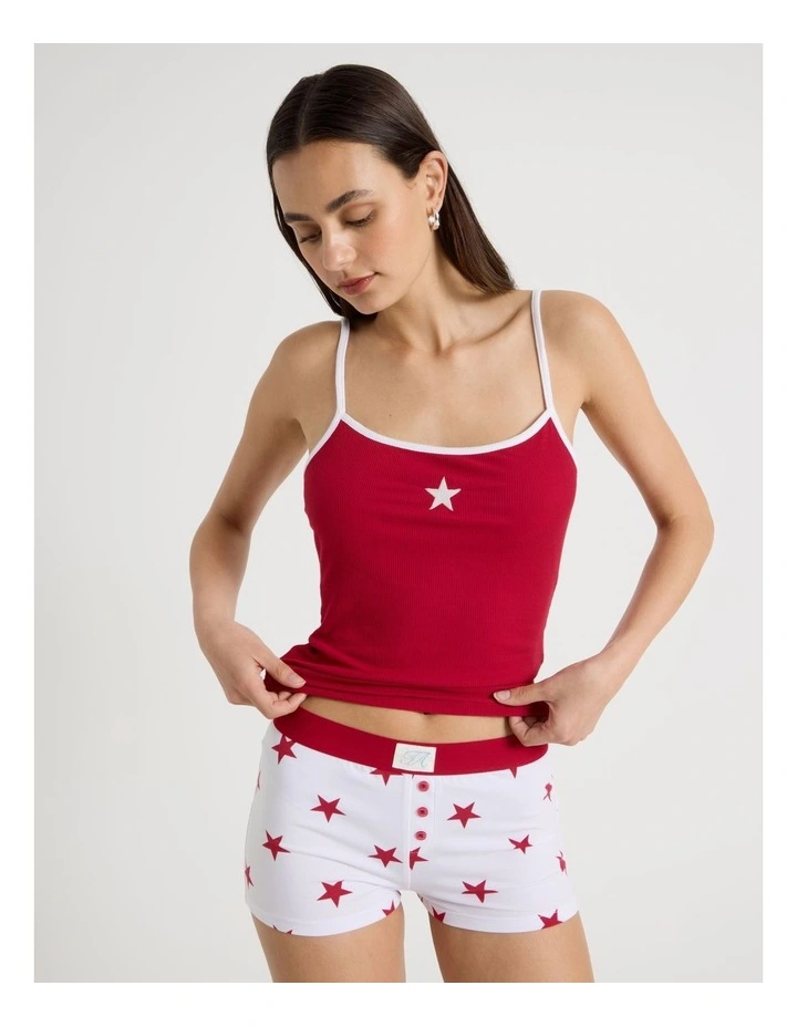 Soft Days Contrast Rib Cami in Red Star image 5