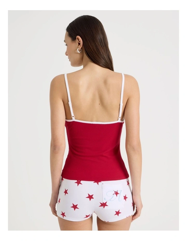 Soft Days Contrast Rib Cami in Red Star image 6