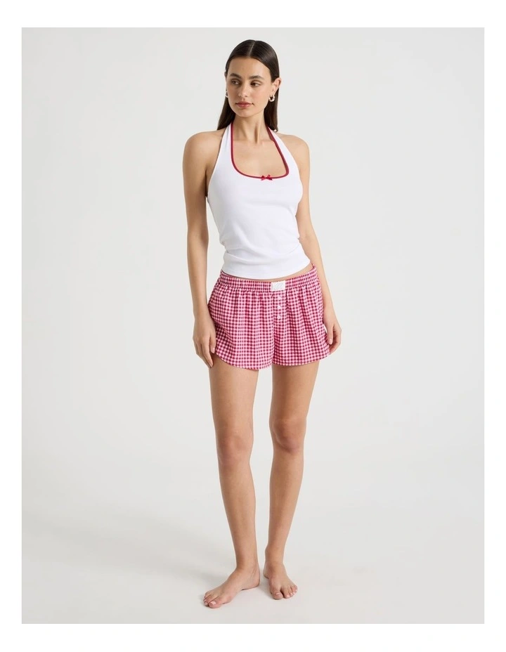 Jersey Contrast Halter Top in White image 1