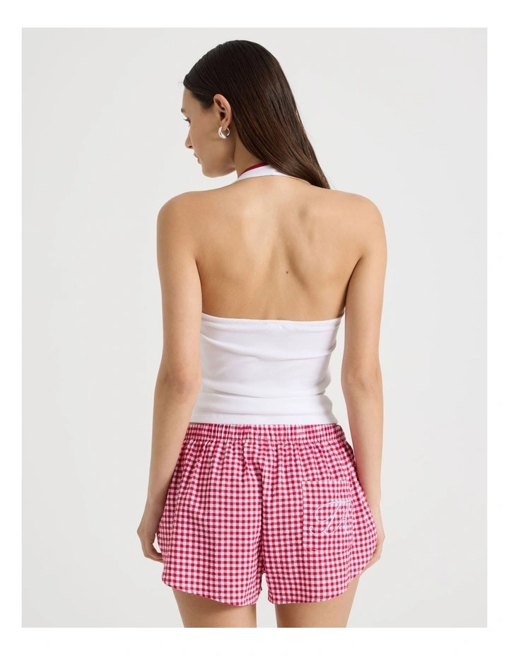 Jersey Contrast Halter Top in White image 6