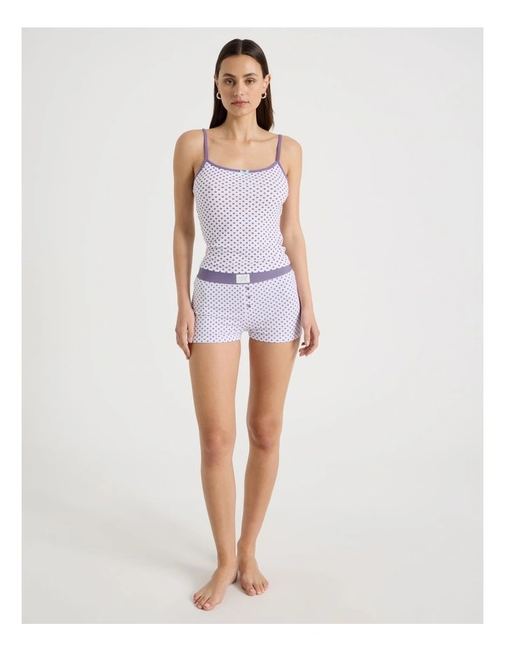 Contrast Rib Cami in Purple Micro Spot image 2