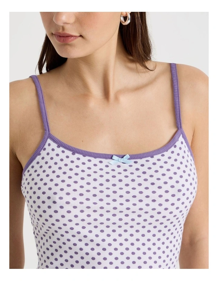 Contrast Rib Cami in Purple Micro Spot image 3