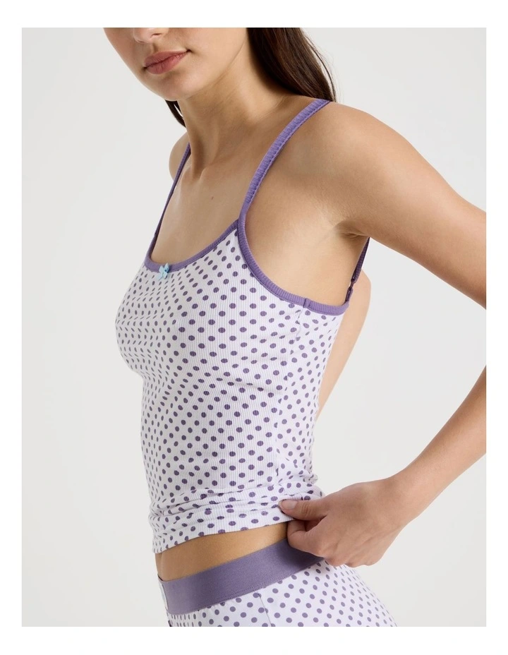 Contrast Rib Cami in Purple Micro Spot image 4
