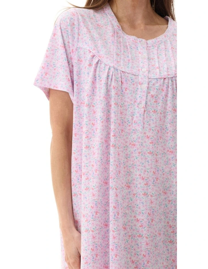 Connie Short Sleeve Shorts Nightie in Pink image 3
