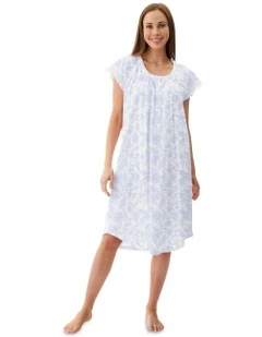 Wesley Cap Sleeve Short Nightie in Blue