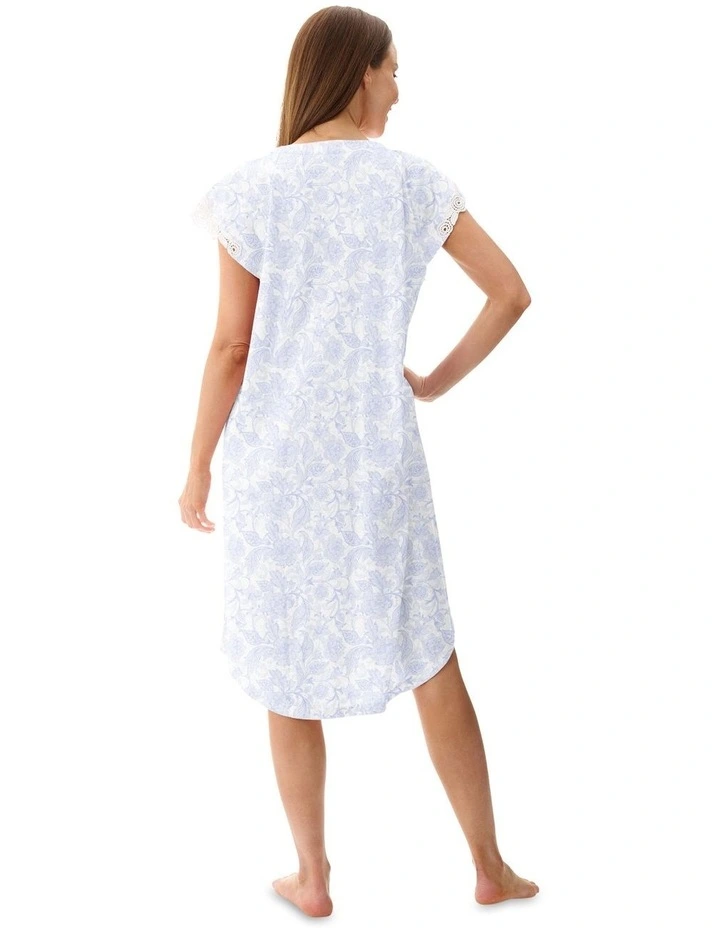 Wesley Cap Sleeve Short Nightie in Blue image 2