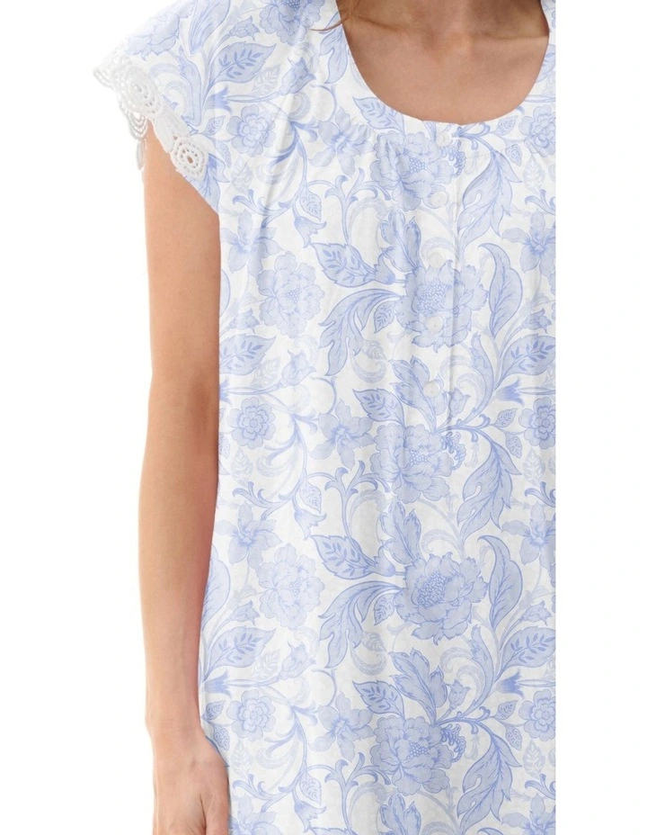 Wesley Cap Sleeve Short Nightie in Blue image 3