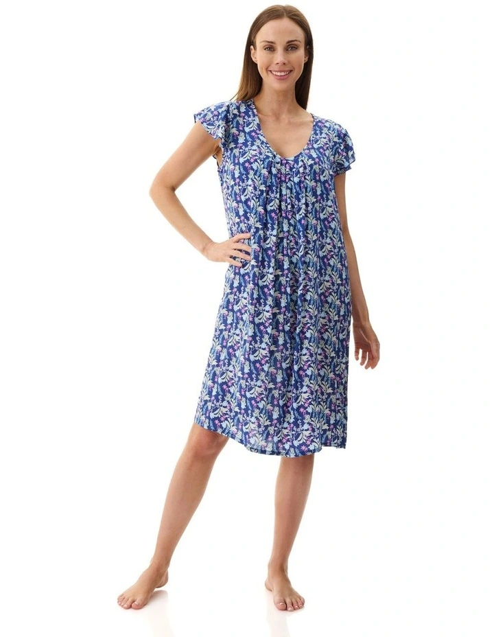 Maria Flutter Sleeve Short Nightie in Blue image 1