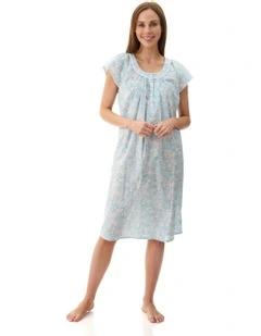 Cora Cap Sleeve Short Nightie in Green
