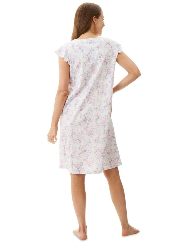 Shirley Flutter Sleeve Short Nightie in White image 2