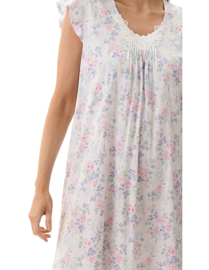 Shirley Flutter Sleeve Short Nightie in White image 3