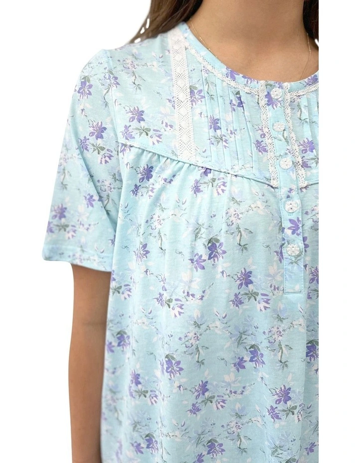 Roxy Short Sleeve Short Nightie in Green image 3