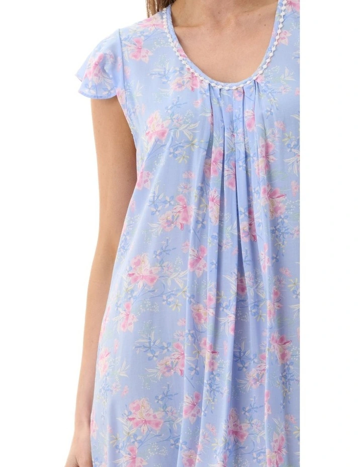 Jessica Flutter Sleeve Short Nightie in Blue image 3