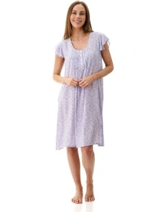 Flutter Sleeve Short Nightie in Pearl