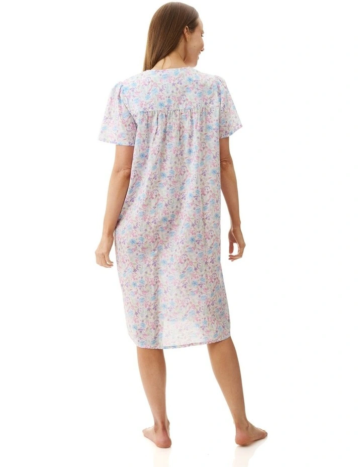 Faye Short Sleeve Short Nightie in Blue image 2