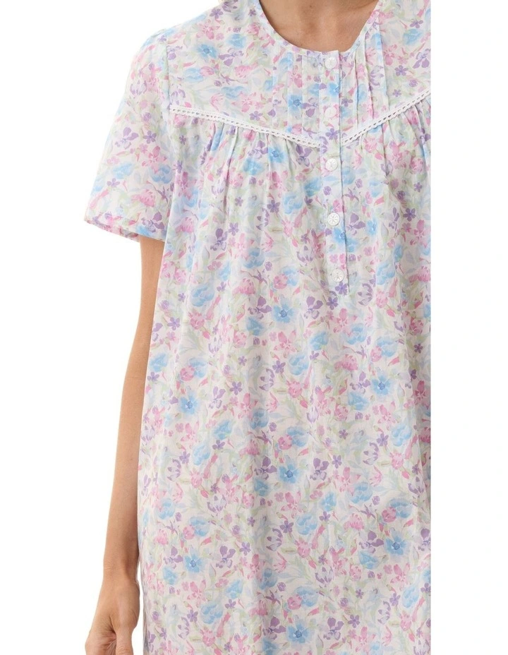 Faye Short Sleeve Short Nightie in Blue image 3