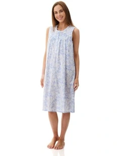 Eliza Sleeveless Short Nightie in Blue