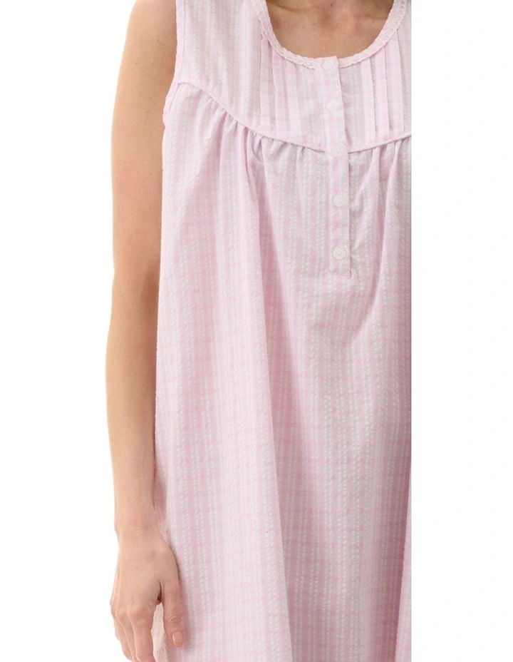 Check Sleeveless Short Nightie in Pink image 3