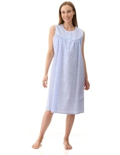 Hilda Sleeveless Short Nightie in Blue