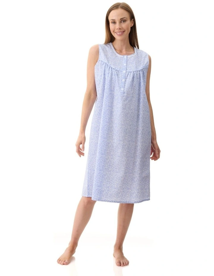 Hilda Sleeveless Short Nightie in Blue image 1
