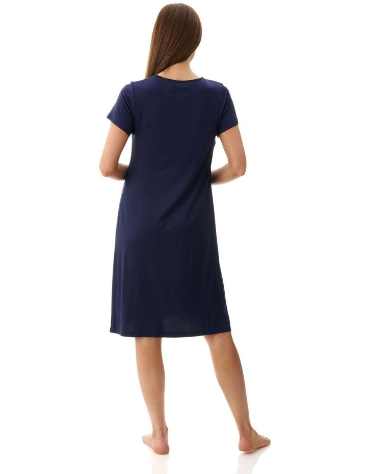 Short Sleeve Short Nightie in Navy image 2