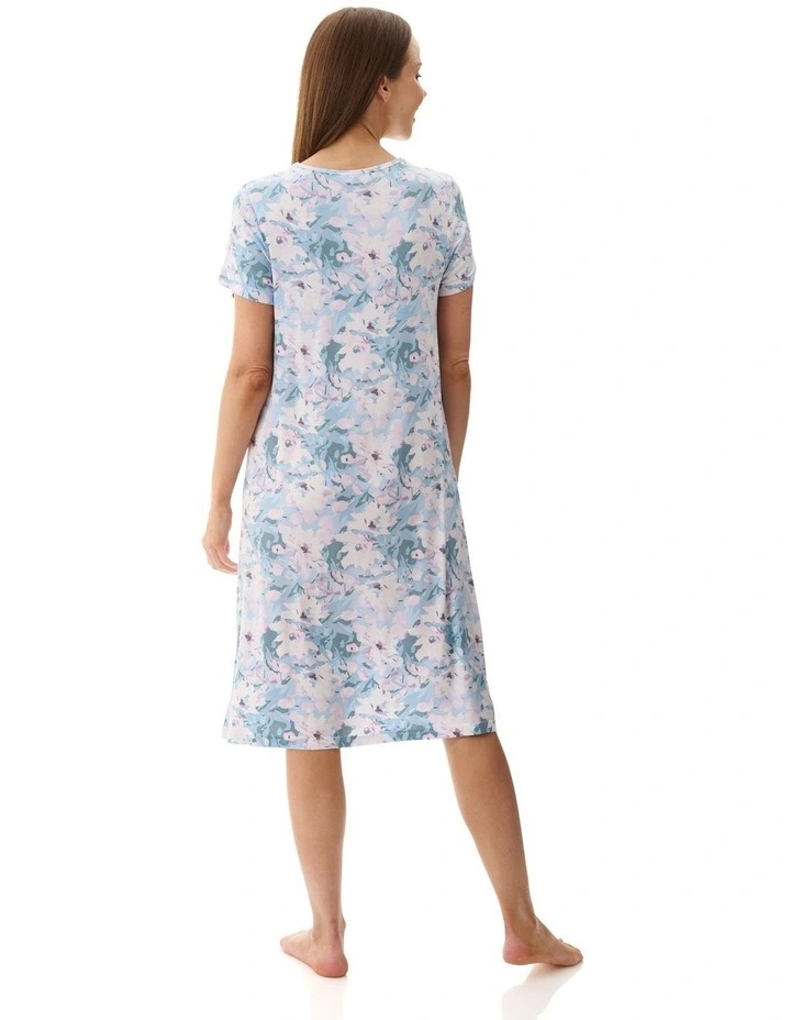 Amelia Short Sleeve Short Nightie in Mint image 2