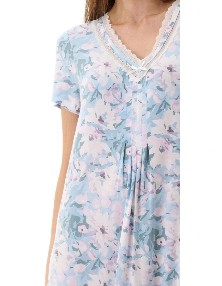 Amelia Short Sleeve Short Nightie in Mint image 3
