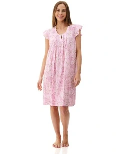 Jemma Flutter Sleeve Short Nightie in Pink