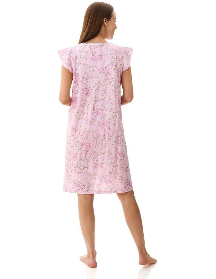 Jemma Flutter Sleeve Short Nightie in Pink image 2