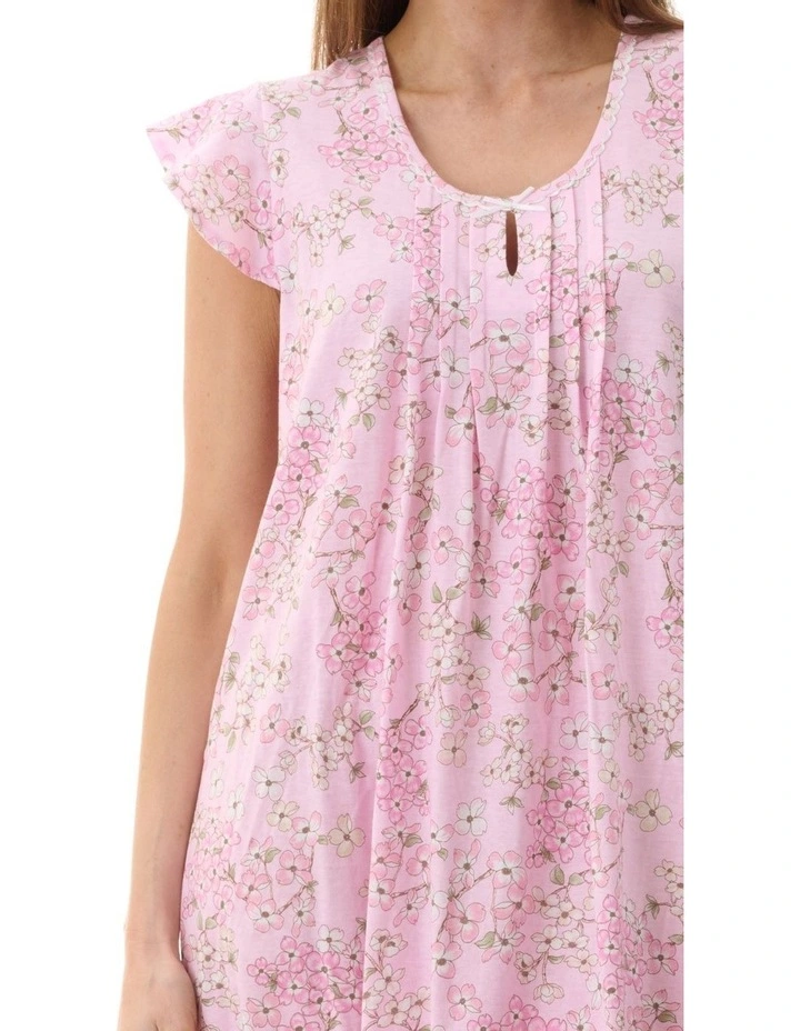 Jemma Flutter Sleeve Short Nightie in Pink image 3
