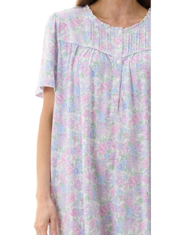 Molly Short Sleeve Short Nightie in Multi image 3