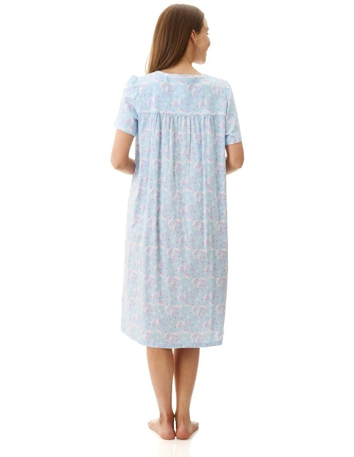 Val Short Sleeve Short Nightie in Blue image 2