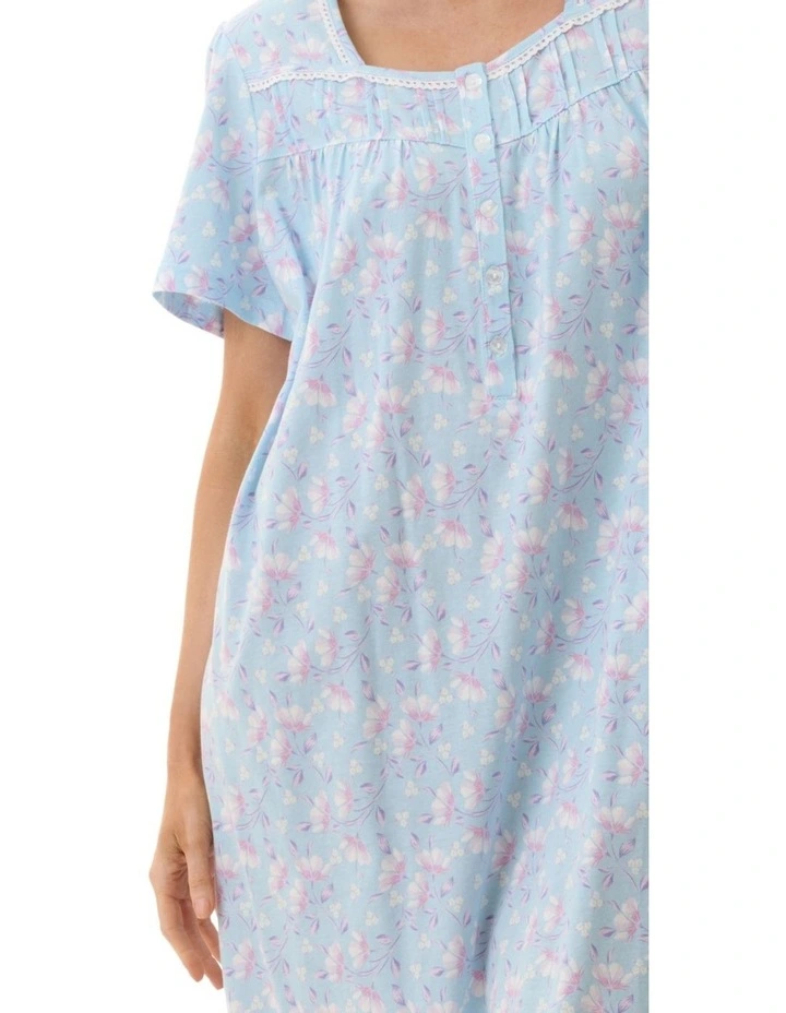 Val Short Sleeve Short Nightie in Blue image 3