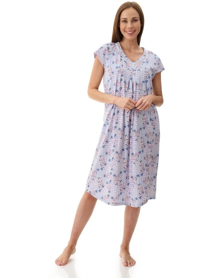 Cap Sleeve Short Length Nightie in Xavia Blue image 1