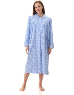 Kora Mid Collared Nightie in Blue