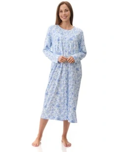 Mira Mid Length Nightie in Blue