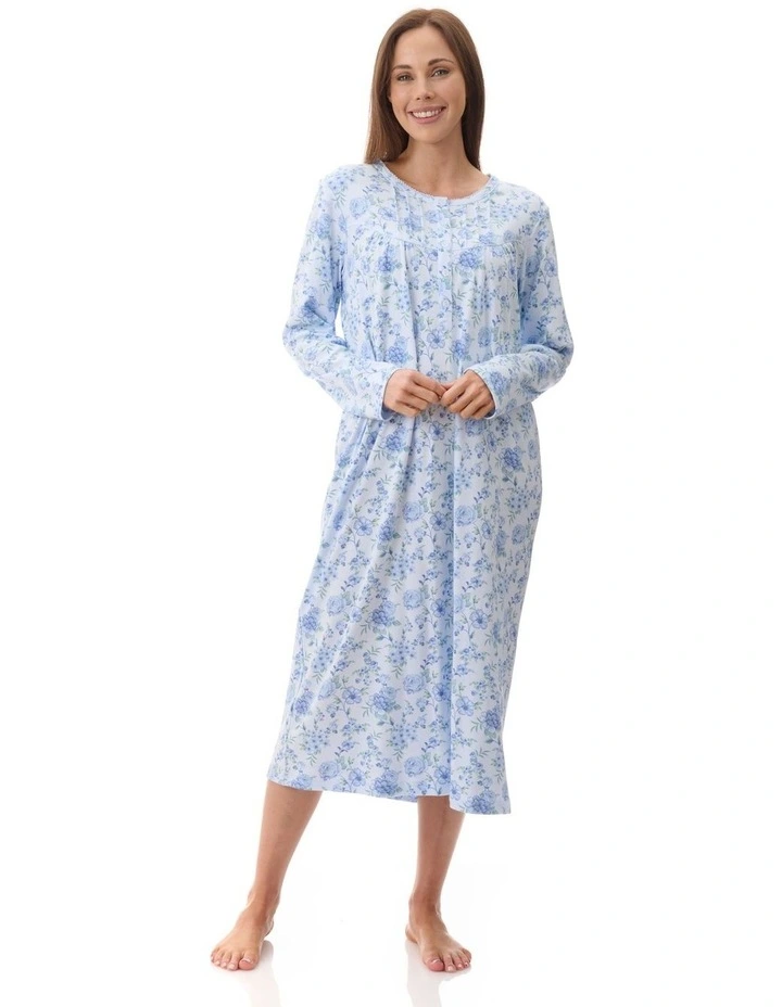 Mira Mid Length Nightie in Blue image 1