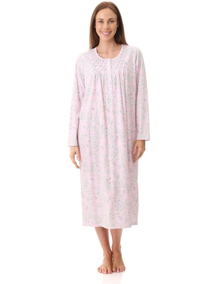 Asha Mid Length Nightie in Pink image 1