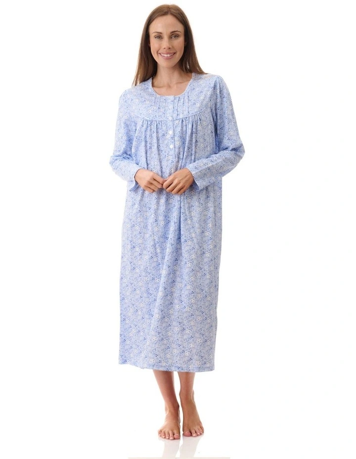 Mid Length Nightie in Blue image 1