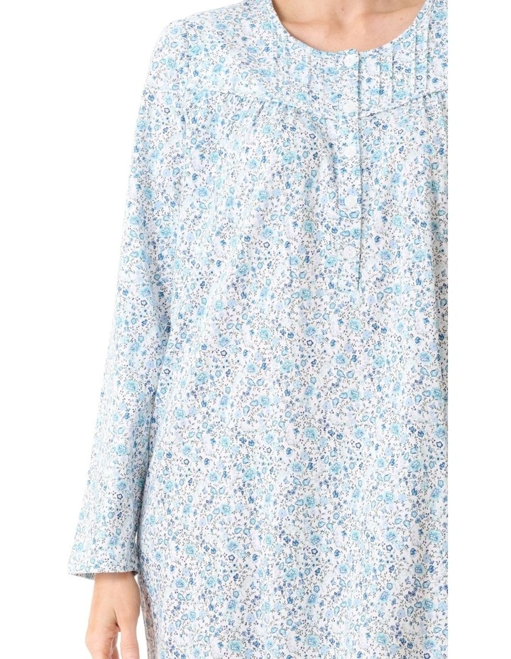 Windsor Mid Length Nightie in Blue Floral Print image 3