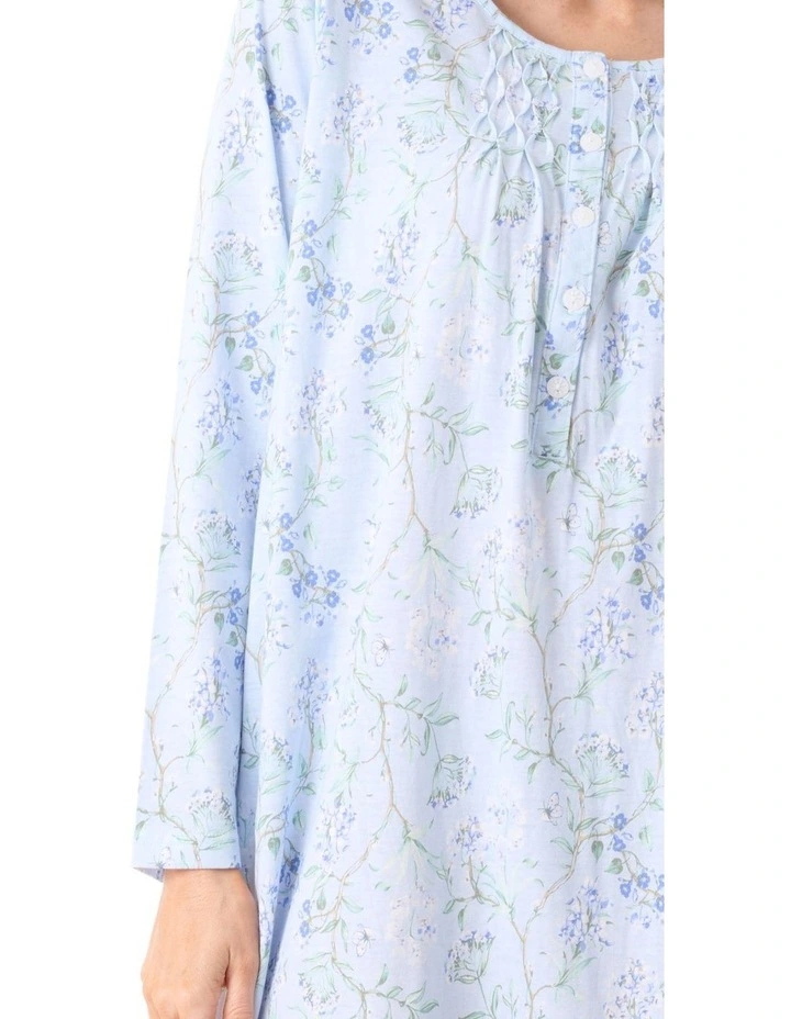 Verona Mid Length Nightie in Blue Floral Print image 3