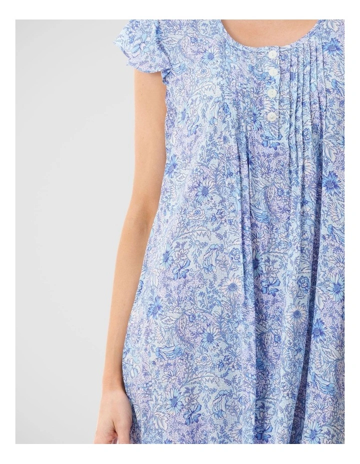 Flutter Sleeve Short Nightie in Blue Floral Print image 3