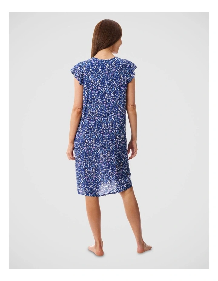 Flutter Sleeve Short Nightie in Navy Floral Print image 2
