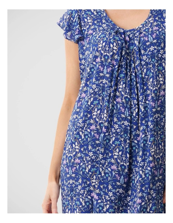 Flutter Sleeve Short Nightie in Navy Floral Print image 3