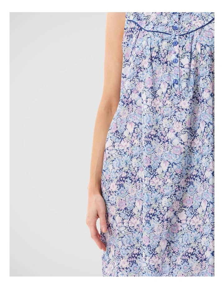 Sleeveless Short Nightie in Navy Floral Print image 3