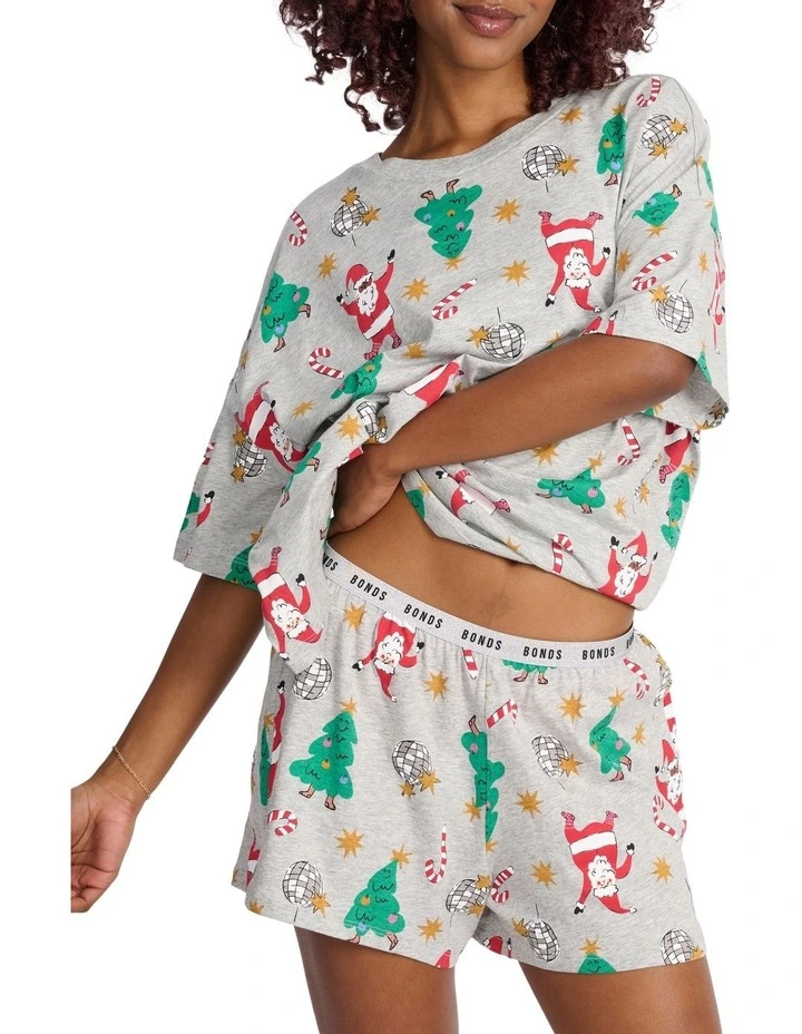 Sleep Aussie Cotton Tee And Short Set in Disco Santa image 1